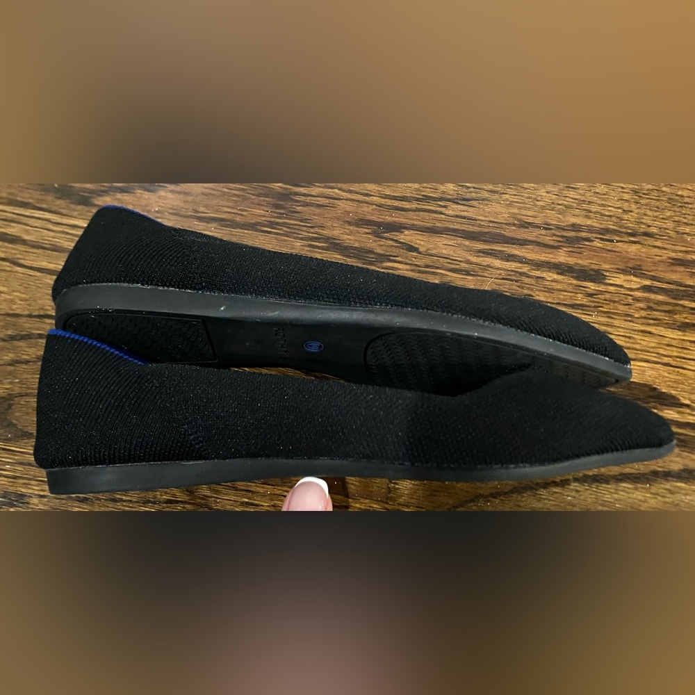 Rothy's The Pointe Black Knit Ballet Flats with Blue Trim Size 6.5 EUC - Picture 5 of 7